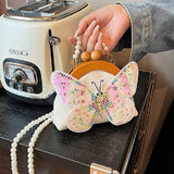 Lutaotie Casual Patchwork Butterfly Sequins Pearl Bags