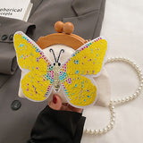 Lutaotie Casual Patchwork Butterfly Sequins Pearl Bags