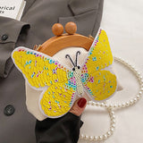 Lutaotie Casual Patchwork Butterfly Sequins Pearl Bags