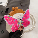 Lutaotie Casual Patchwork Butterfly Sequins Pearl Bags