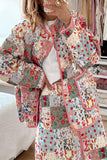 lutaotie Sweet Print Floral Patchwork U Neck Outerwear