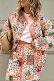 lutaotie Sweet Print Floral Patchwork U Neck Outerwear