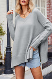 Lutaotie Casual Simplicity Solid Slit V Neck Tops