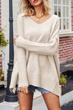 Lutaotie Casual Simplicity Solid Slit V Neck Tops