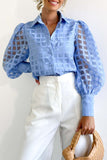 Lutaotie Celebrities Elegant Solid Patchwork Turndown Collar Tops