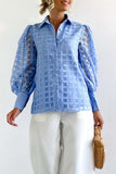 Lutaotie Celebrities Elegant Solid Patchwork Turndown Collar Tops