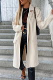 lutaotie Elegant Solid Pocket Turndown Collar Outerwear