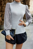 Lutaotie Elegant Solid Sequins Half A Turtleneck Tops(4 Colors)