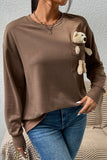 Lutaotie Casual Solid Pocket O Neck Tops