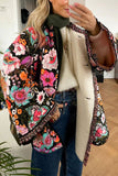 lutaotie Casual College Floral Patchwork O Neck Outerwear