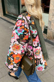 lutaotie Casual College Floral Patchwork O Neck Outerwear