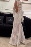 Lutaotie Elegant Solid Lace Hollowed Out Turtleneck Evening Dress Dresses