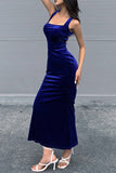 Lutaotie Elegant Solid Backless Square Collar Trumpet Mermaid Dresses