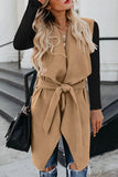 lutaotie Casual Elegant Solid With Belt Turndown Collar Outerwear