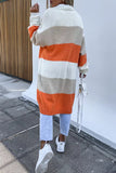 lutaotie Casual Street Striped Contrast Cardigan Collar Outerwear