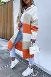 lutaotie Casual Street Striped Contrast Cardigan Collar Outerwear