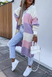 lutaotie Casual Street Striped Contrast Cardigan Collar Outerwear