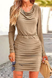 Lutaotie Sexy Party Solid Fold Sequined Scarf Collar Wrapped Skirt Dresses(6 Colors)