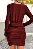 Lutaotie Sexy Party Solid Fold Sequined Scarf Collar Wrapped Skirt Dresses(6 Colors)