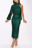 Lutaotie Elegant Formal Solid Sequins Slit Halter Evening Dress Dresses(6 Colors)