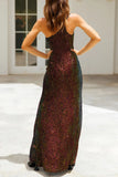 Lutaotie Sexy Formal Solid Sequins Slit Oblique Collar Evening Dress Dresses