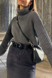 Lutaotie Daily Simplicity Solid Turtleneck Tops