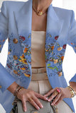 lutaotie Casual Print Patchwork Cardigan Turn-back Collar Outerwear