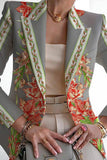 lutaotie Casual Print Patchwork Cardigan Turn-back Collar Outerwear