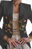 lutaotie Casual Print Patchwork Cardigan Turn-back Collar Outerwear