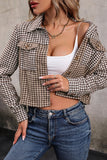 lutaotie British Style College Plaid Pocket Turndown Collar Outerwear