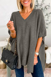 Lutaotie Casual Simplicity Solid Slit V Neck Tops