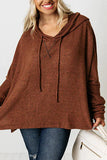 Lutaotie Casual Solid Make Old Hooded Collar Tops