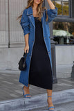 Lutaotie British Style Elegant Bandage Make Old Turndown Collar Denim Jacket