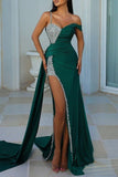 Lutaotie Sexy Formal Patchwork Sequins Backless Slit Spaghetti Strap Long Dress Dresses