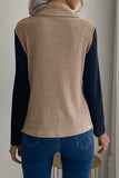 Lutaotie Casual Solid Buttons Asymmetrical Turtleneck Tops