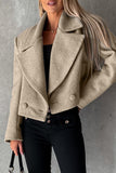 lutaotie Elegant Solid Turndown Collar Outerwear