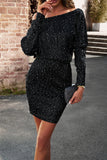 Lutaotie Elegant Solid Sequined Off the Shoulder Wrapped Skirt Dresses