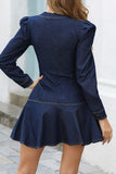 Lutaotie Casual Solid Patchwork V Neck Long Sleeve Dresses