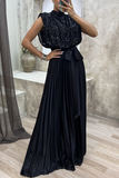 Lutaotie Elegant Solid Sequins Frenulum Fold Half A Turtleneck Evening Dress Dresses