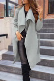 lutaotie British Style Elegant Solid Bandage Turndown Collar Outerwear