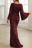 Lutaotie Elegant Formal Solid Sequins V Neck Evening Dress Dresses