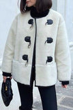 lutaotie British Style Elegant Solid Buttons U Neck Outerwear