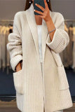 lutaotie Casual Simplicity Solid Pocket Weave Cardigan Collar Outerwear