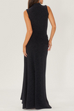 Lutaotie Elegant Solid Sequins Sequined Half A Turtleneck Sleeveless Dress Dresses