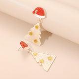 Lutaotie Casual Christmas Tree Patchwork Earrings