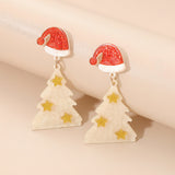 Lutaotie Casual Christmas Tree Patchwork Earrings