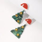 Lutaotie Casual Christmas Tree Patchwork Earrings