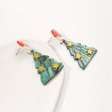 Lutaotie Casual Christmas Tree Patchwork Earrings