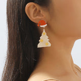 Lutaotie Casual Christmas Tree Patchwork Earrings