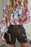 Lutaotie Bohemian Floral Buttons Shirt Collar Tops